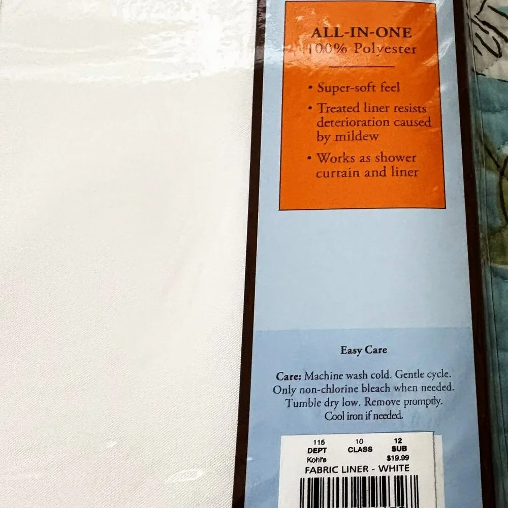 Home Classics white shower curtain liner, 70
